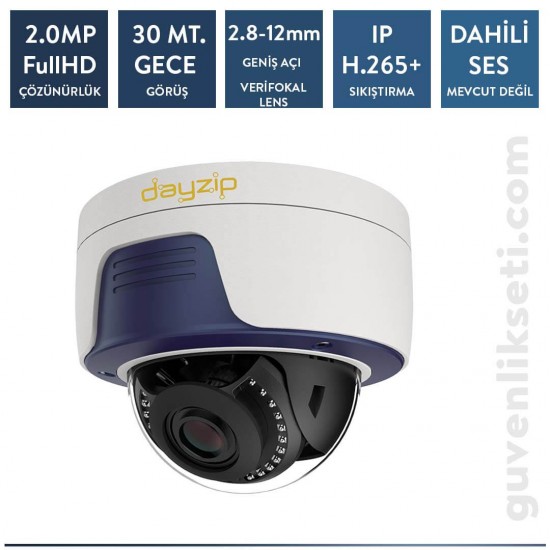 Dayzip DZ-2525 2MP IP Dome Kamera Sesli Verifokal